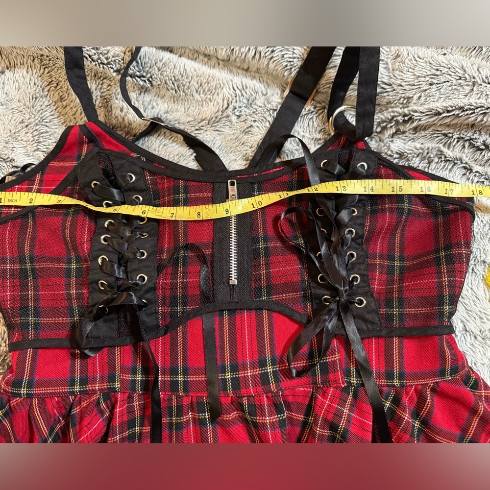 Hell Bunny Red Plaid Dress with Black Accents. Ladies Large - Picture 10 of 12